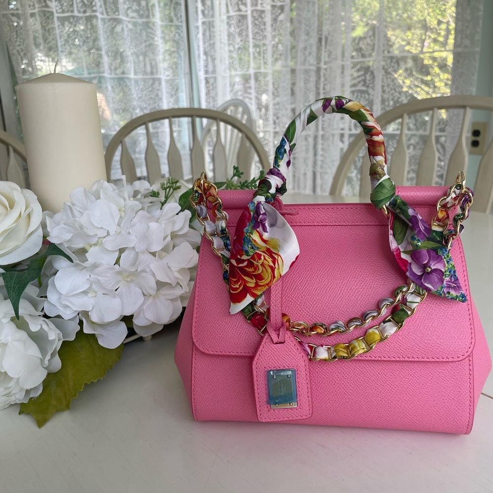 ❌SOLD OUT❌Dolce & Gabbana Pink Floral Sicily Top Handle Bag - Picture 2 of 13